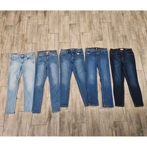 Skinny Jeans Womens Size 4 Lot of 5 Stretch Denim Casual Basic Distressed Ankle